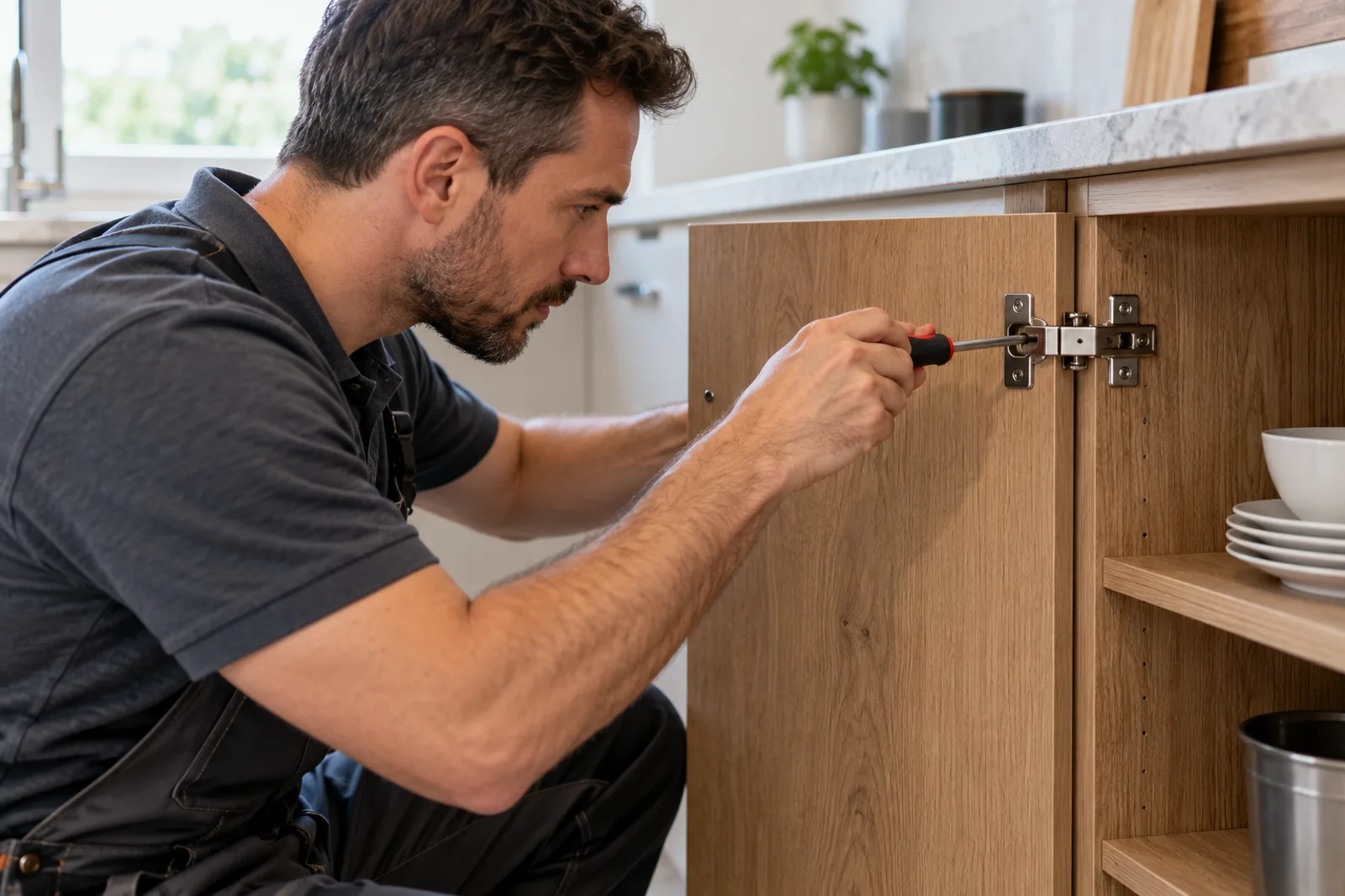 Professional completing an interior repair
